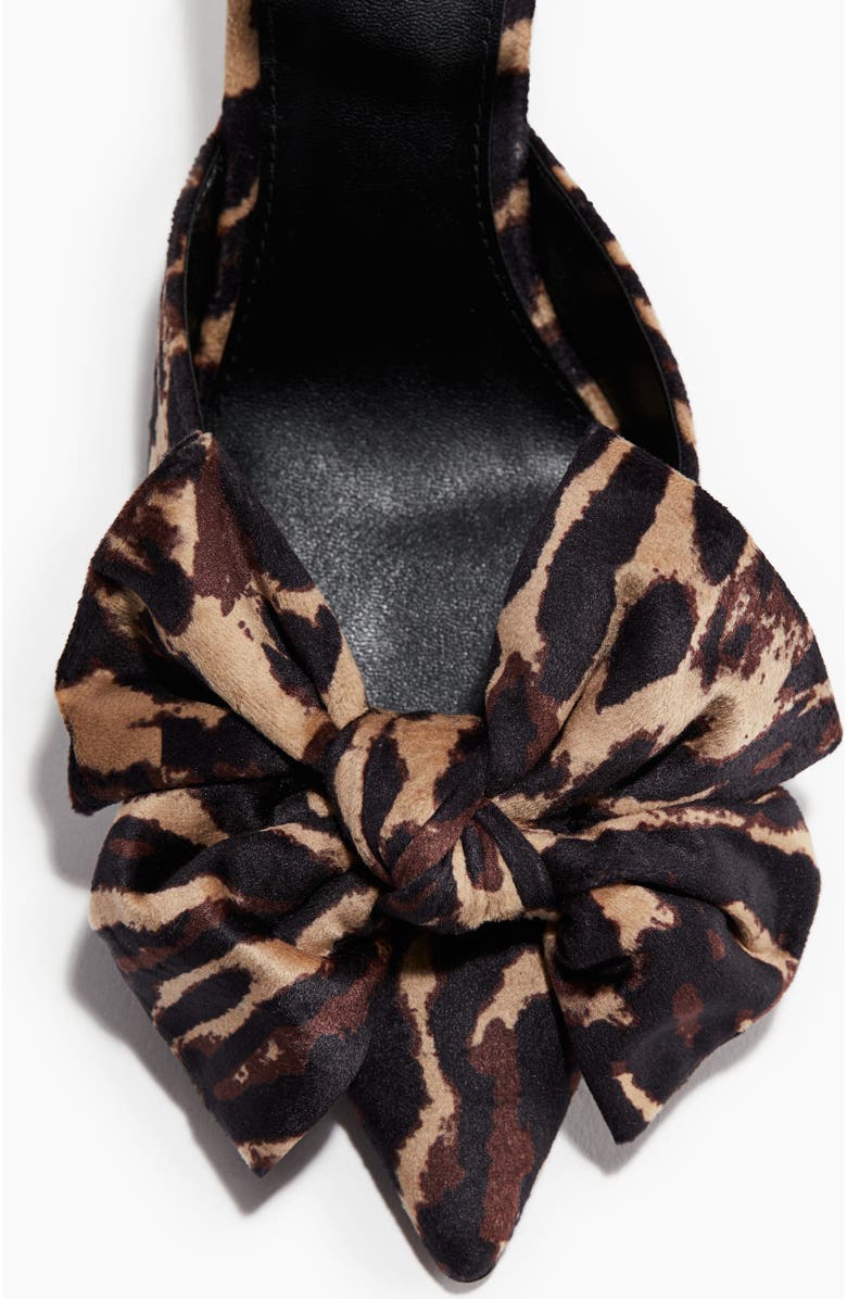 H&M Bow-detail Velour Court Shoes, Alternate, color, Brown/Leopard Print