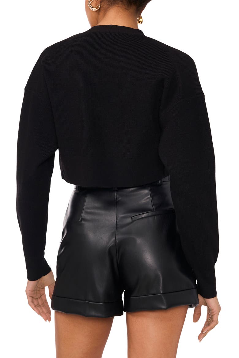 Rib Knit Bolero Cardigan, Alternate, color, RICH BLACK