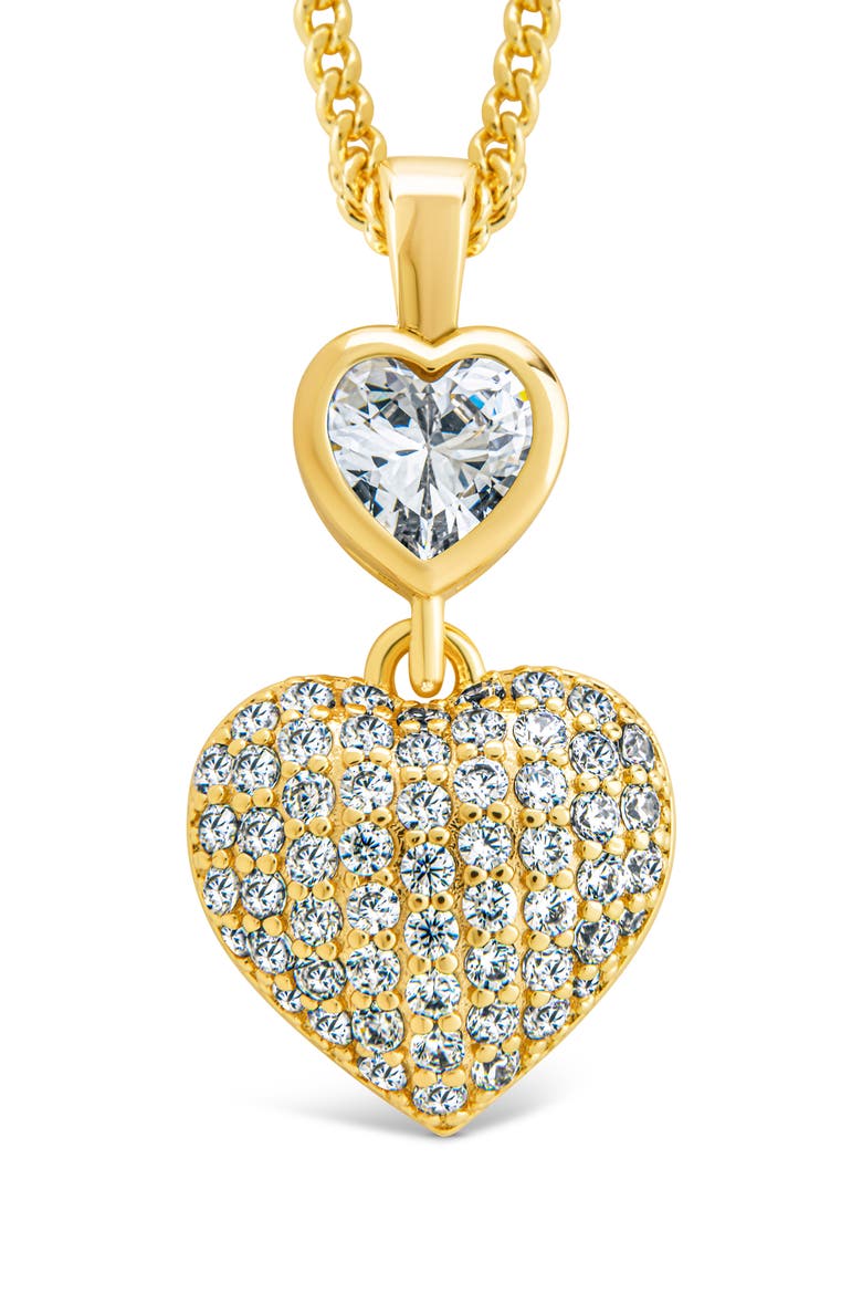 Cubic Zirconia Heart Pendant Necklace, Alternate, color, GOLD