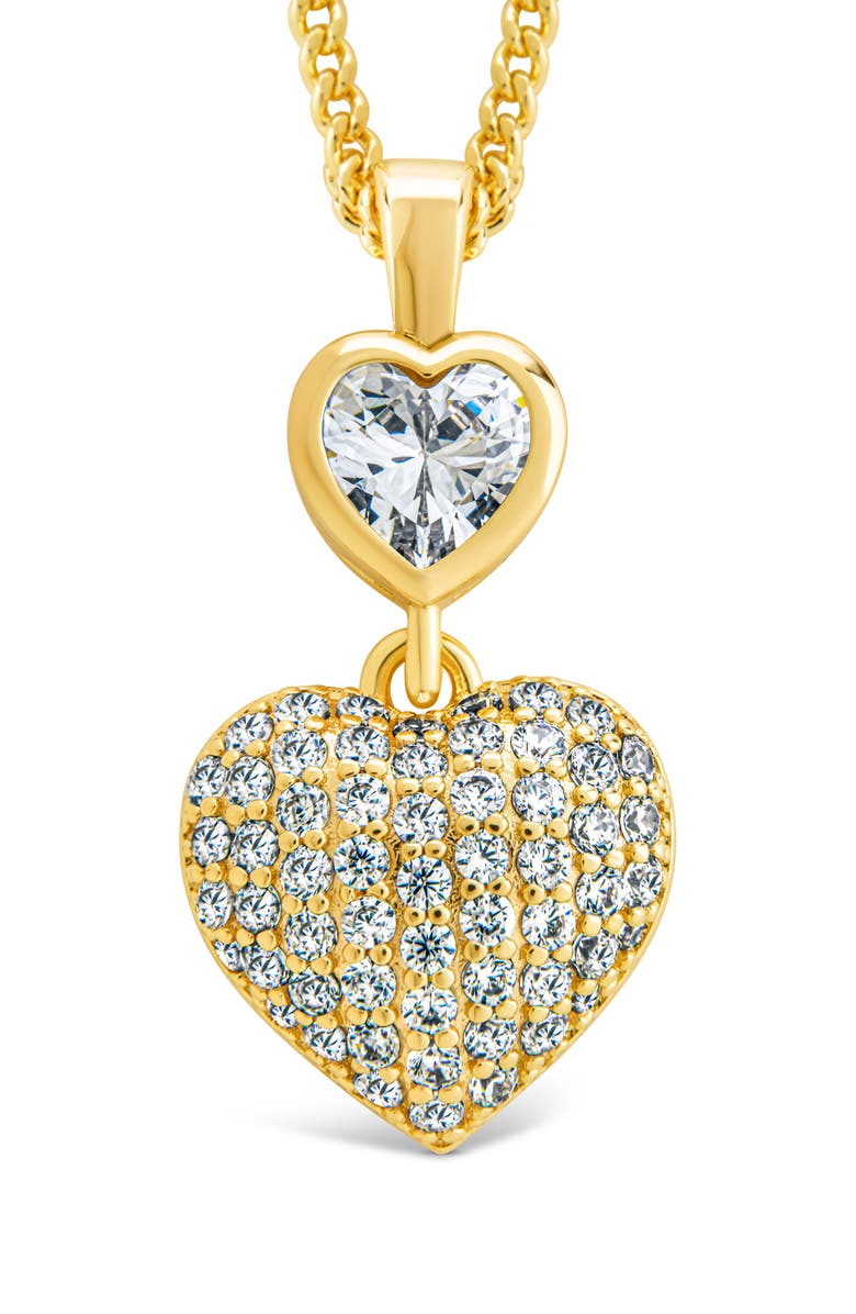 Sterling Forever Cubic Zirconia Heart Pendant Necklace, Alternate, color, Gold