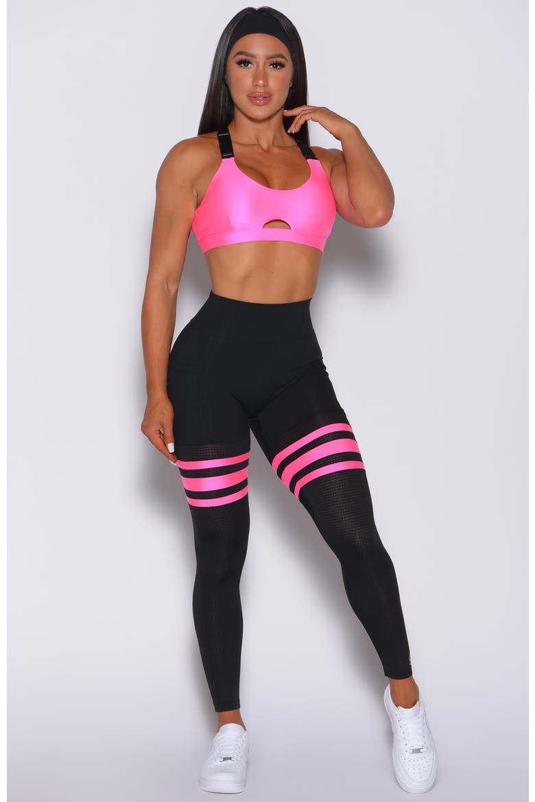 Scrunch Thigh Highs, Alternate, color, Black & Neon Pink