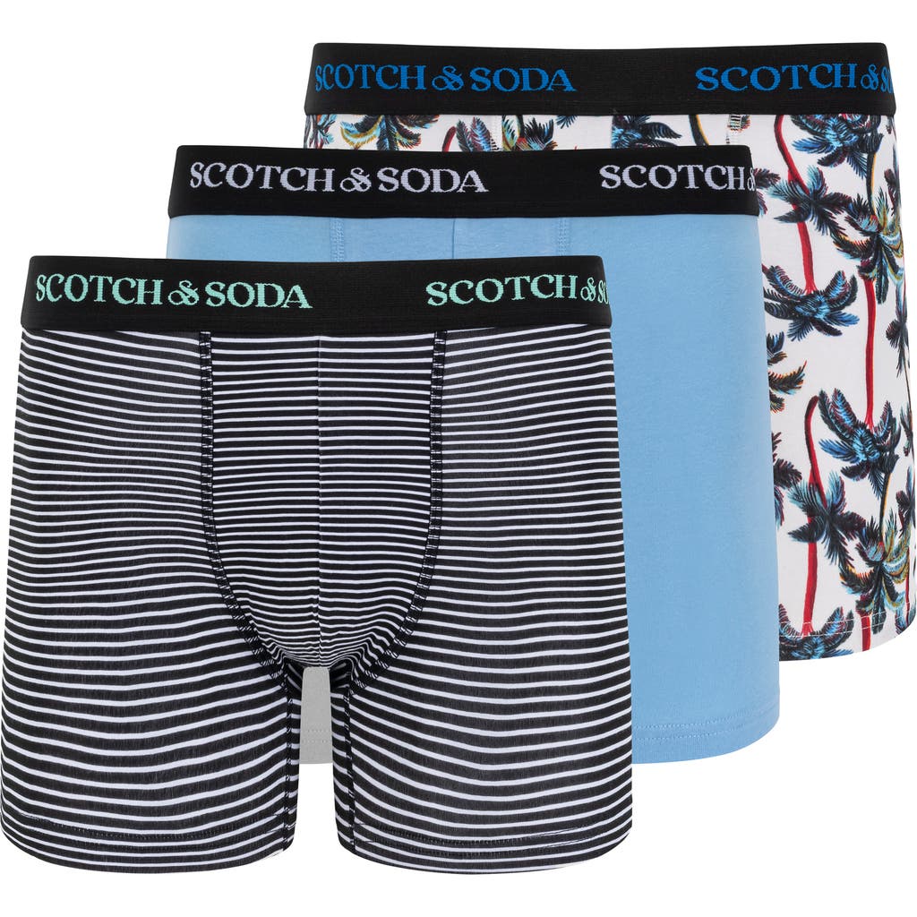 Scotch & Soda 3-pack Cotton Stretch Trunks In Teal