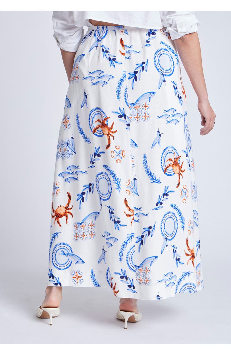ELOQUII Printed Full Skirt, Alternate, color, Seaside