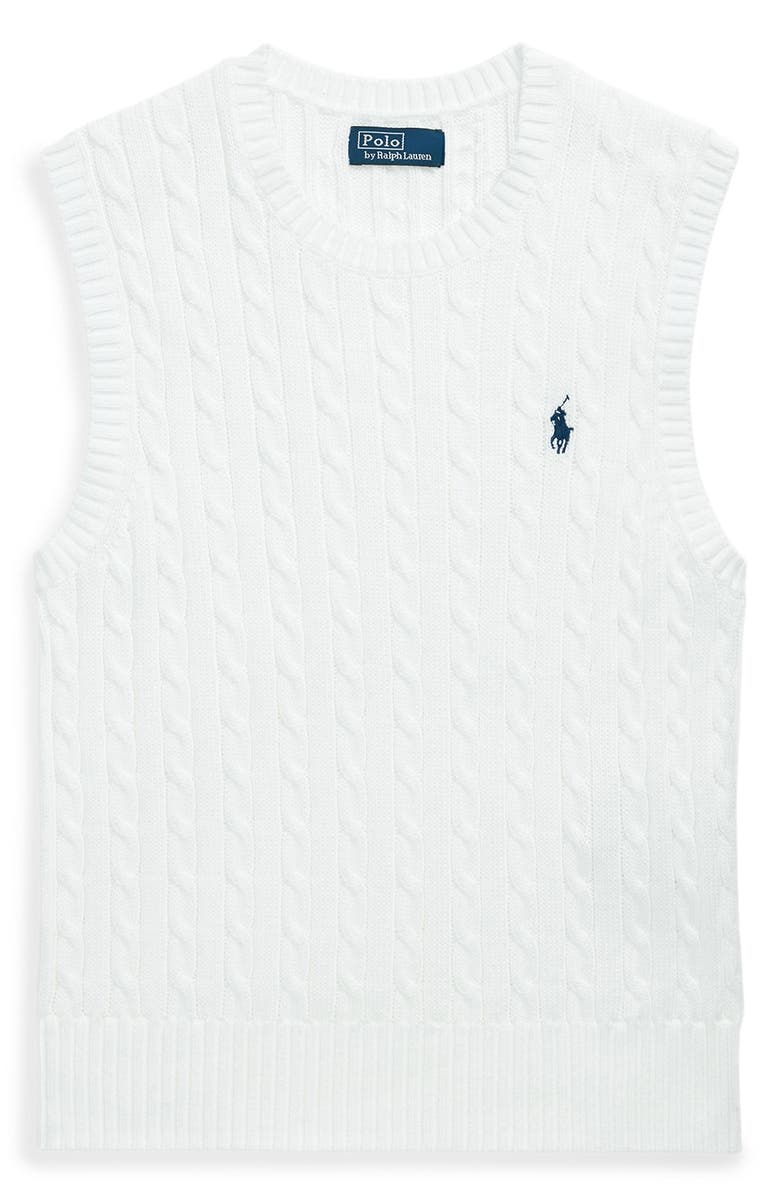 Polo Ralph Lauren Cable Knit Cotton Sweater Vest, Alternate, color, White