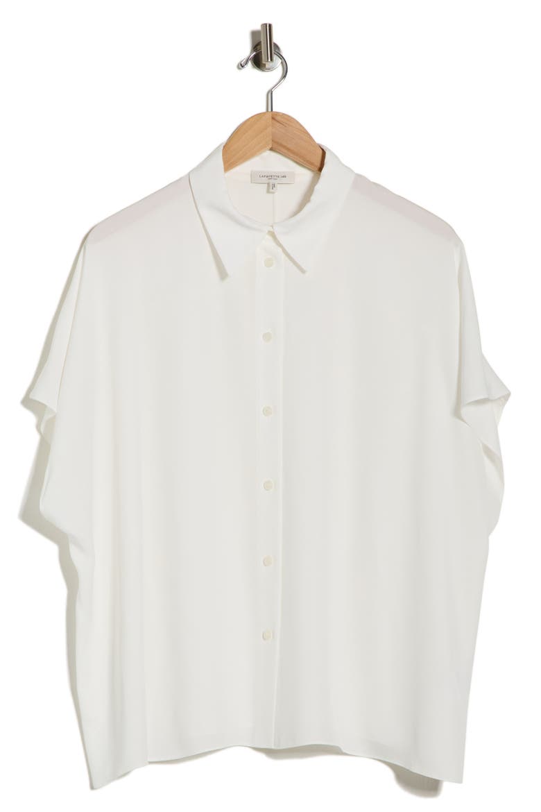 Dolman Short Sleeve Silk Button-Up Shirt, Main, color, CLOUD