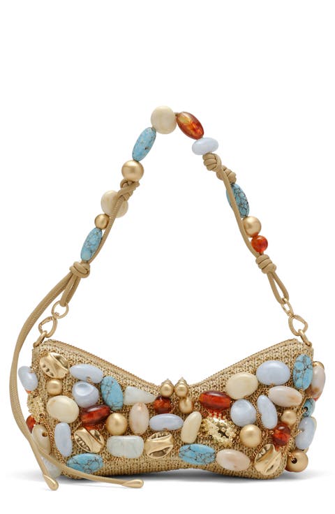 Mercier Beaded Raffia Shoulder Bag