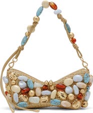Cult Gaia Mercier Beaded Raffia Shoulder Bag