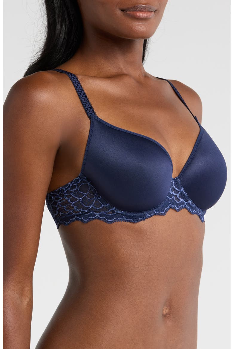 Caresse Underwire Plunge Bra, Alternate, color, INK BLUE
