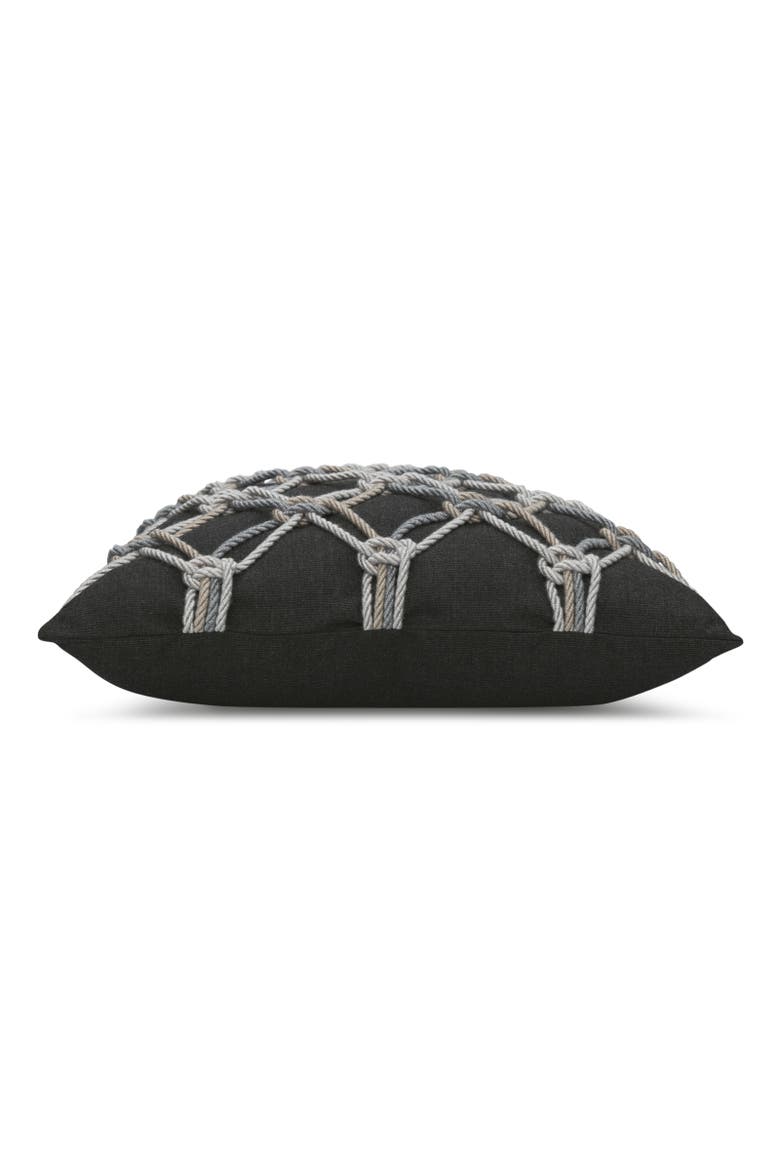 Rope Hand Knotted Macrame Indoor & Outdoor Woven Accent Pillow, Alternate, color, Carbon