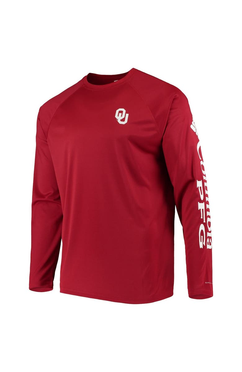 Columbia Men's Columbia Crimson Oklahoma Sooners Terminal Tackle Omni-Shade Raglan Long Sleeve T-Shirt, Alternate, color, Crimson