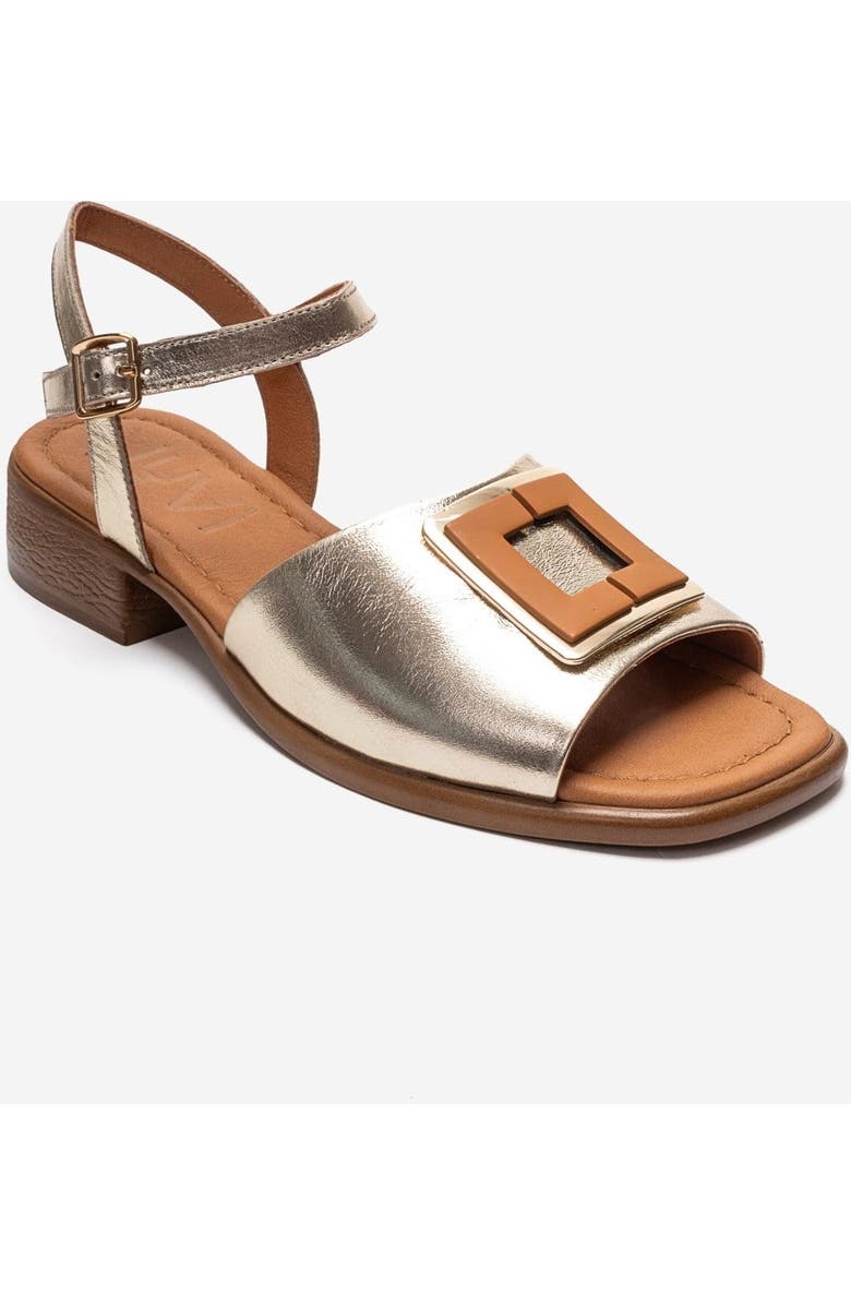 Forever & Always Shoes Svelte Leather Buckle Sandal, Alternate, color, Gold