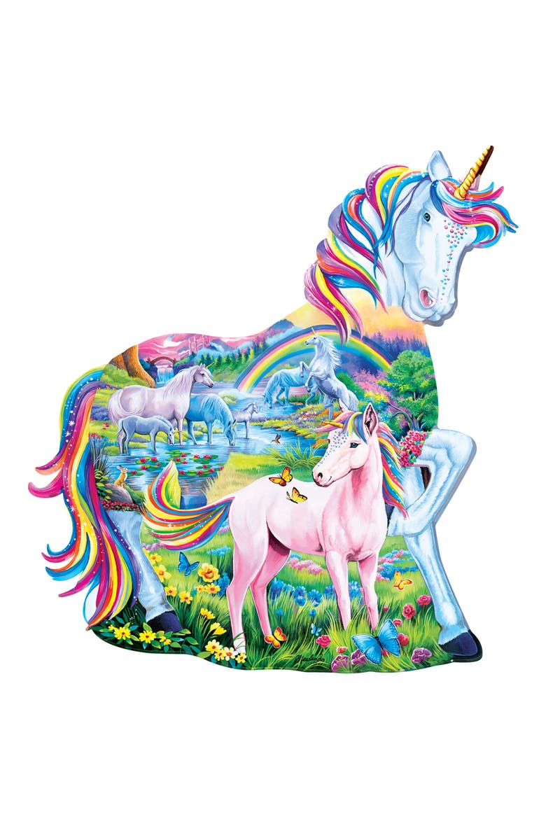 Unicorn Family 100pc Shaped Puzzle, Alternate, color, Multicolor