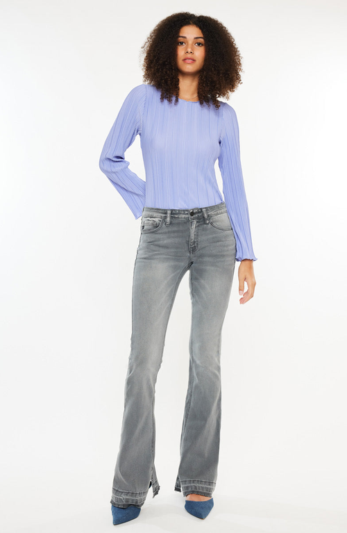 Kancan Heidi Mid Rise Flare Jeans In Blue