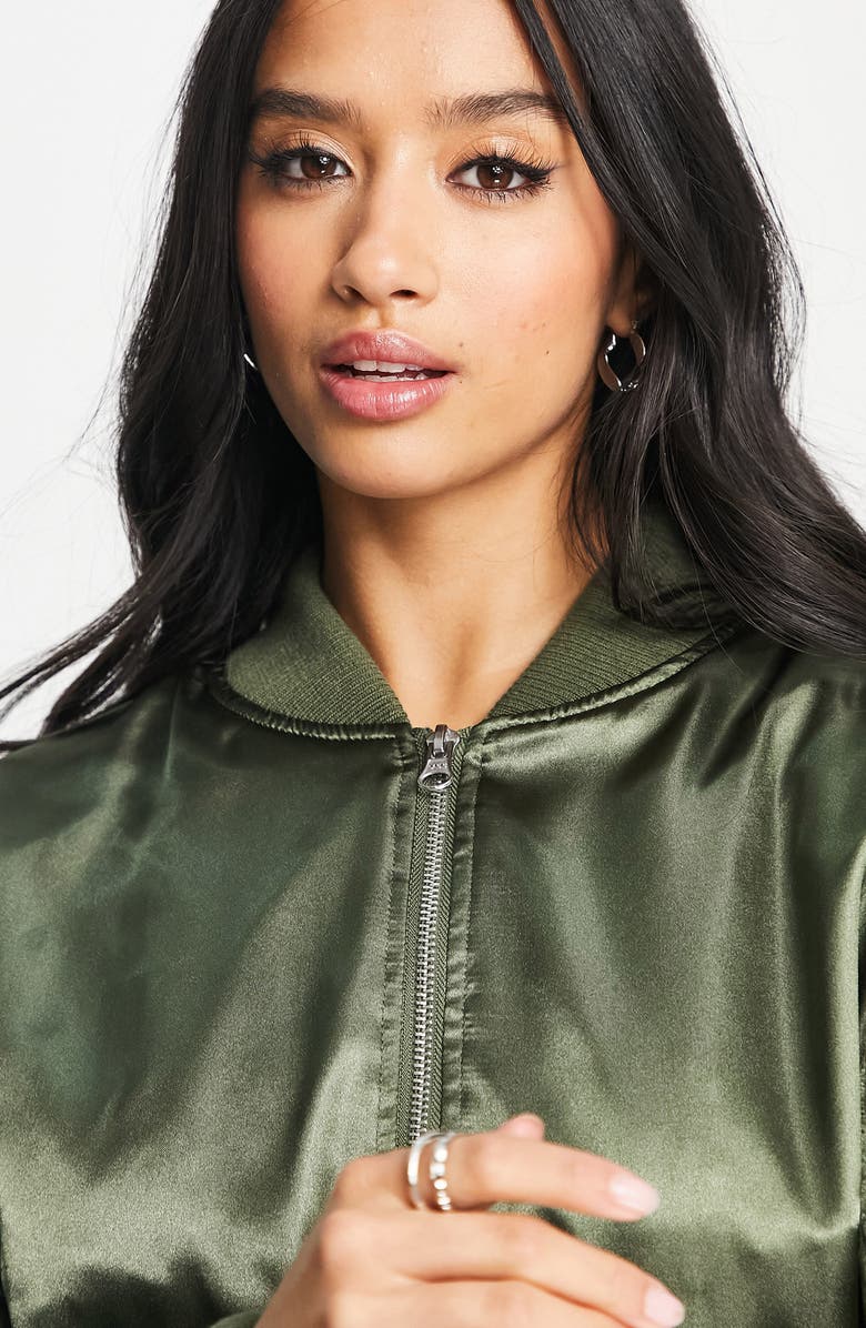 Topshop Satin Bomber Jacket, Alternate, color, 