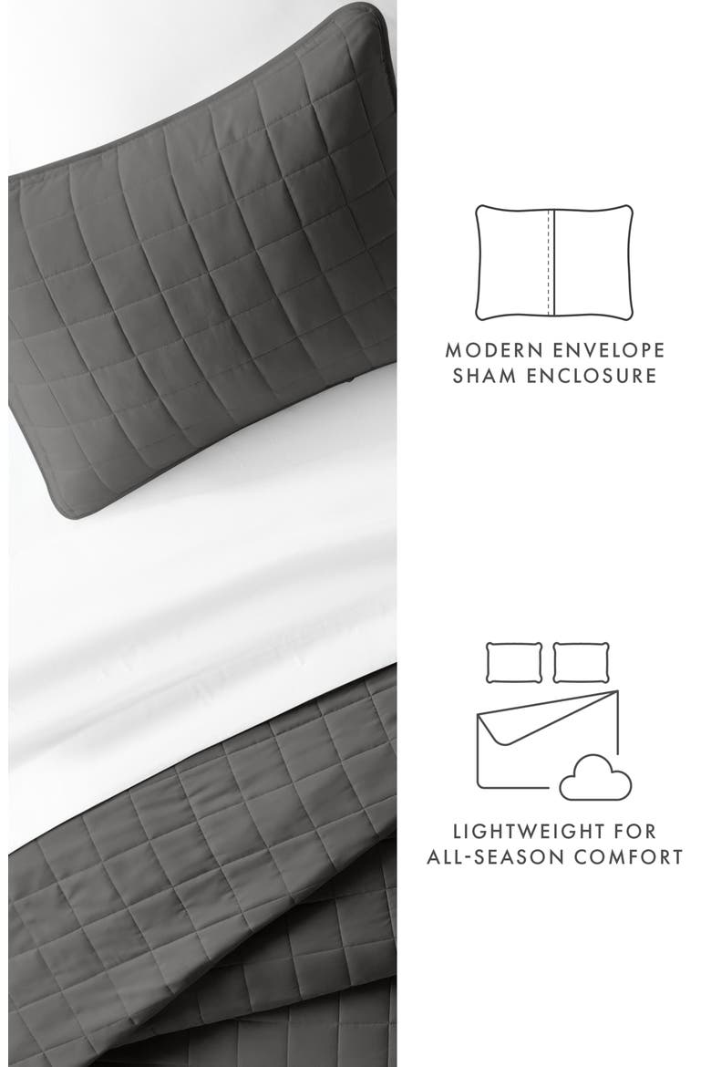 HOME SPUN Premium Ultra Soft Square Pattern Quilted Coverlet Set, Alternate, color, GRAY