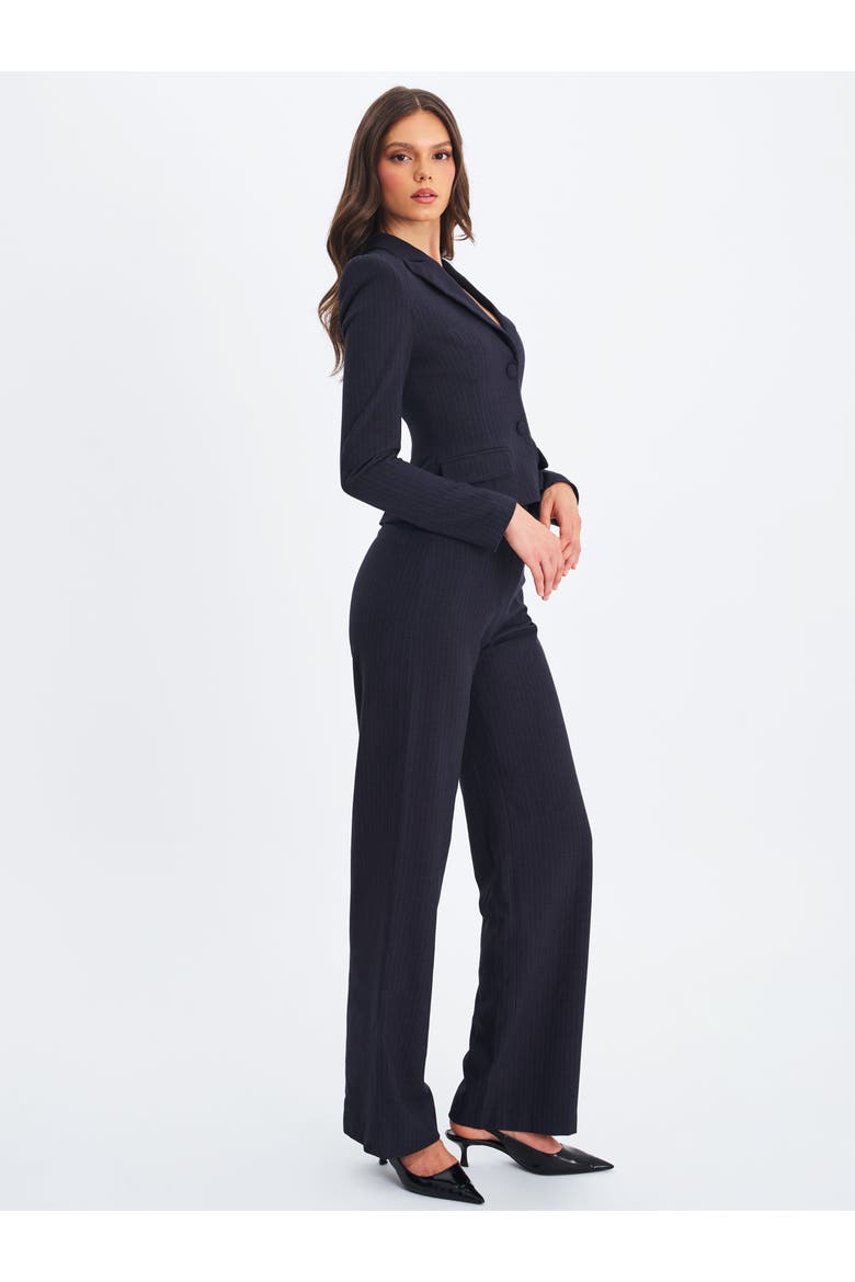 Quinnee Striped Single-Breasted Peplum Blazer, Alternate, color, Navy