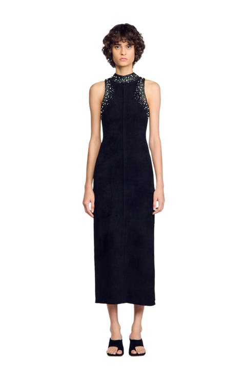 Rhinestone Velvet Maxi Dress