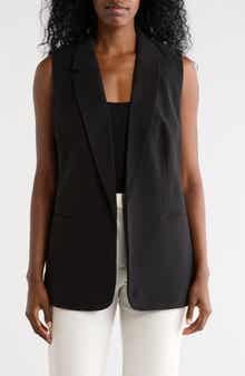 T Tahari Notch Lapel Longline Vest