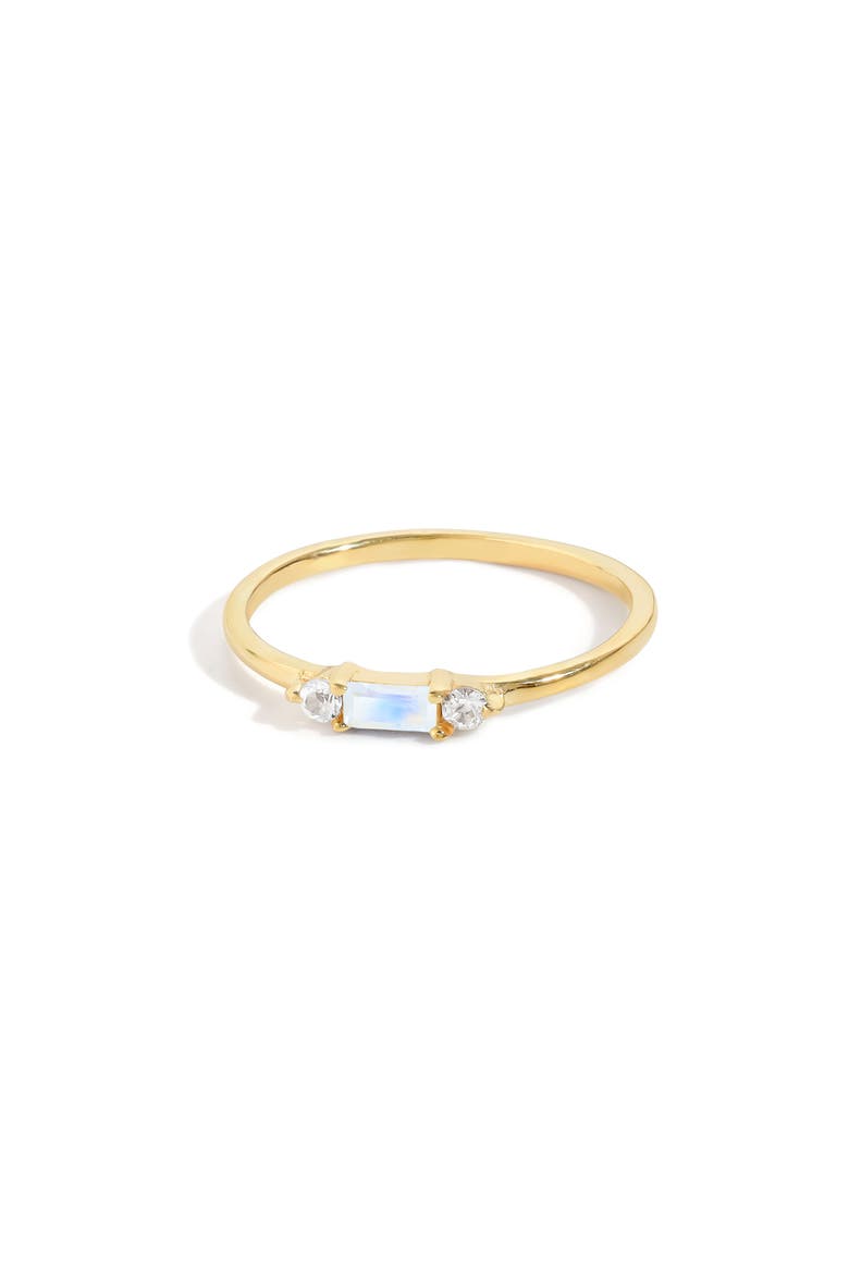 Baguette & Round Gemstone Ring, Alternate, color, LIGHT BLUE