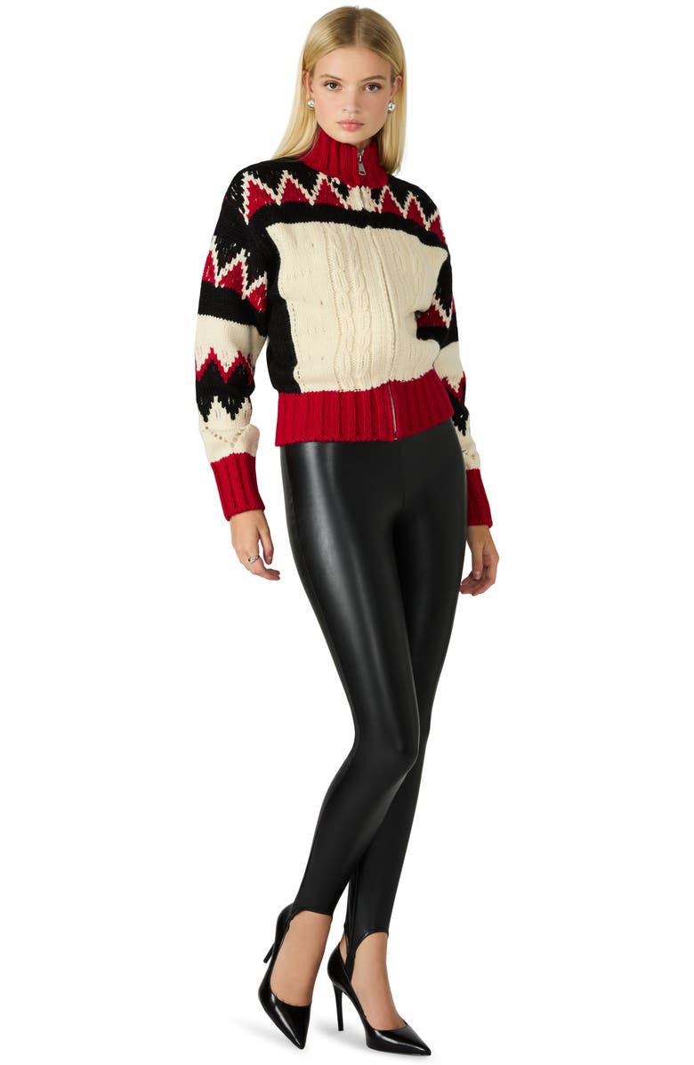 Steve Madden Faux Leather Stirrup Leggings, Alternate, color, Black