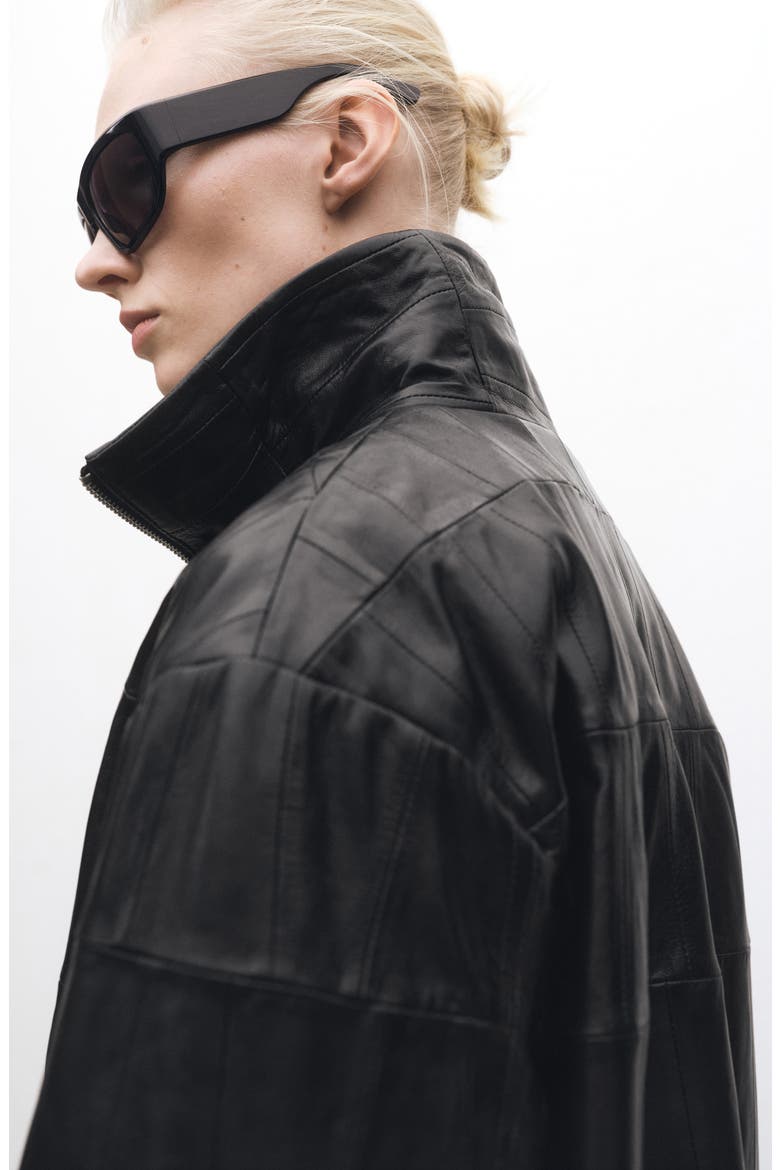 Patchwork Leather Jacket, Alternate, color, BLACK