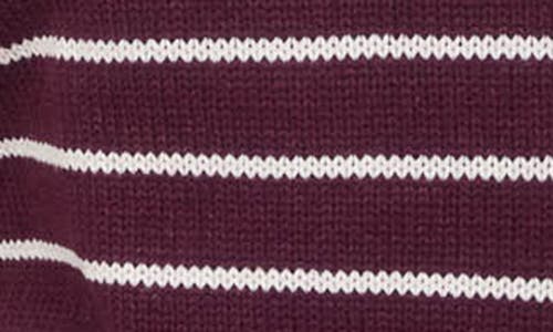 Blu Pepper Stripe Mock Neck Sweater In Burgundy