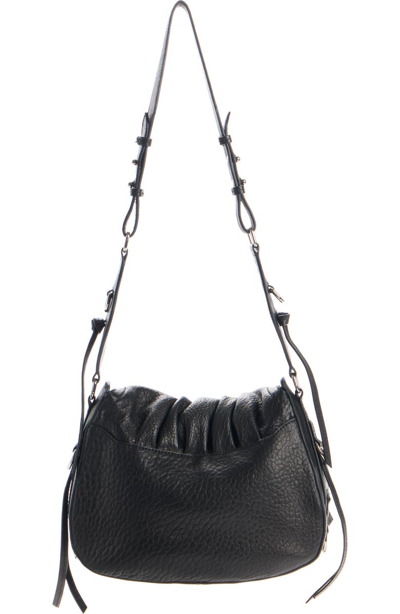 Isabel Marant Bolton Bubble Pebbled Leather Hobo Bag, Alternate, color, Black/ Silver