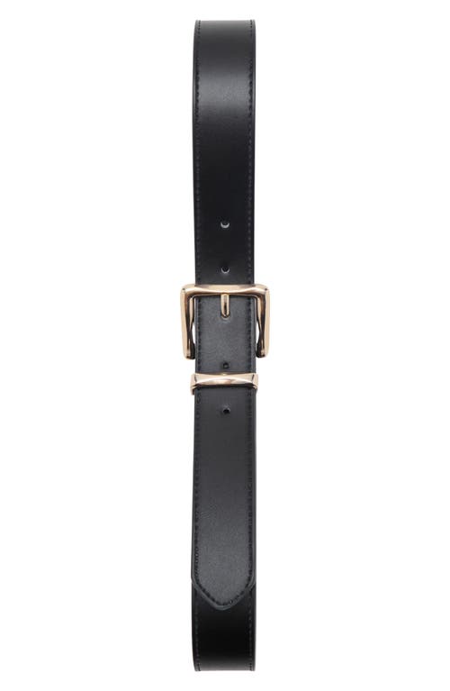 Mango Stitched Square Buckle Belt In Black