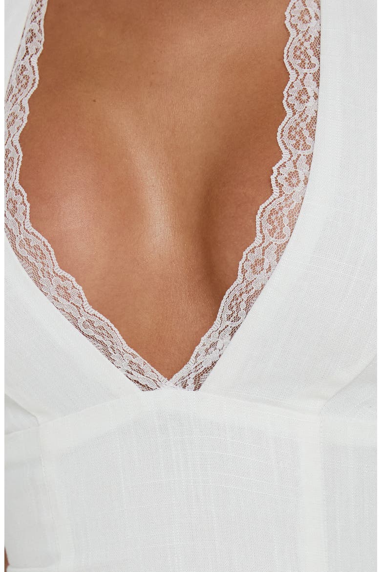 No Pressure Lace Trim Halter Top, Alternate, color, WHITE