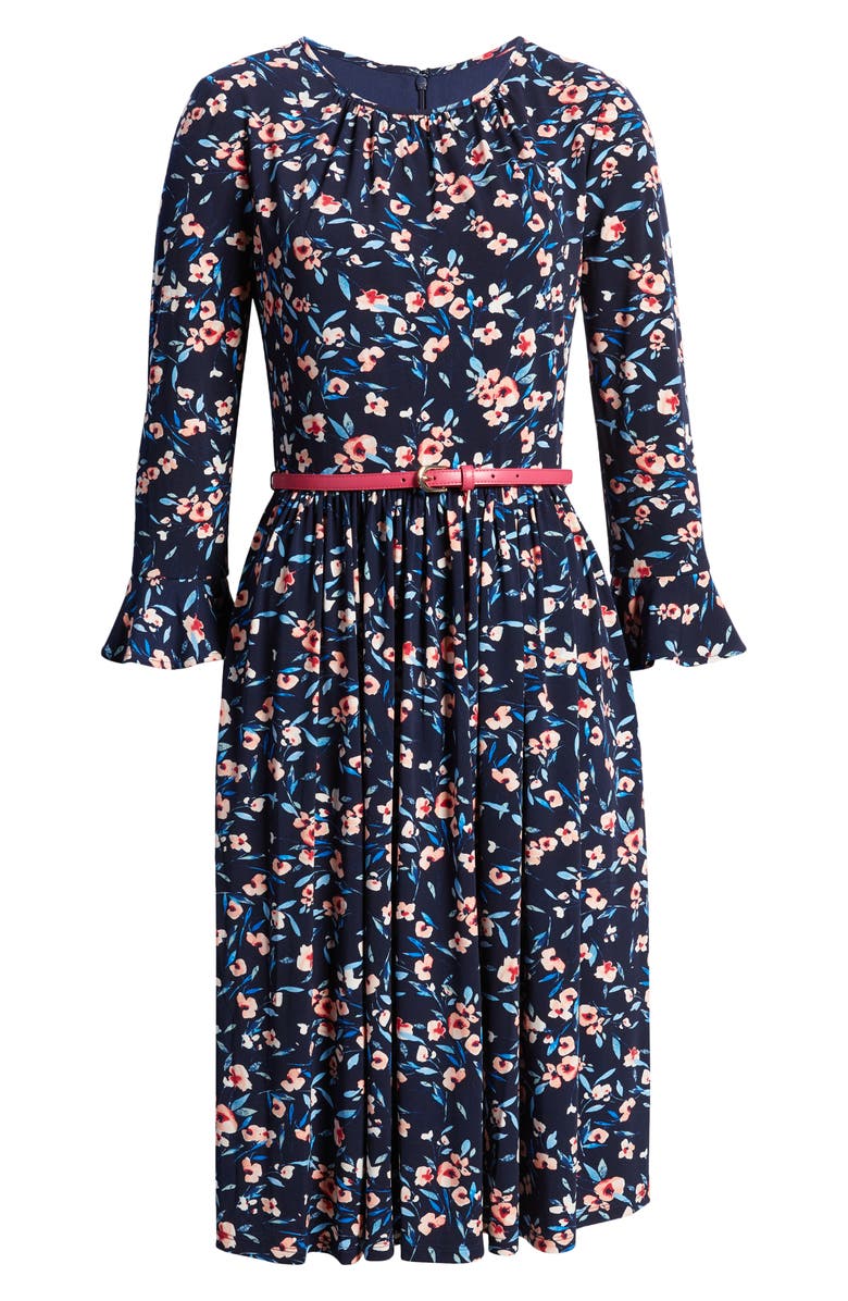 Harper Rose Floral Belted A-Line Dress, Alternate, color, 