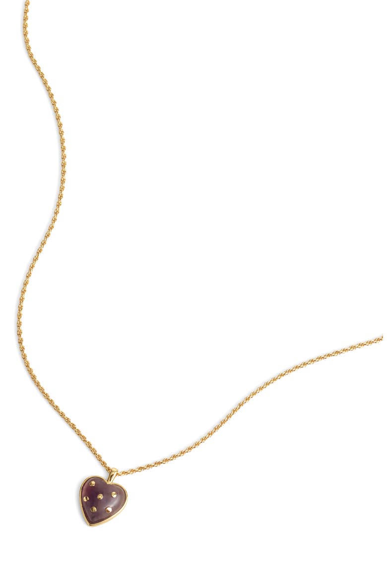 Polka Dot Heart Pendant Necklace, Alternate, color, AMETHYST