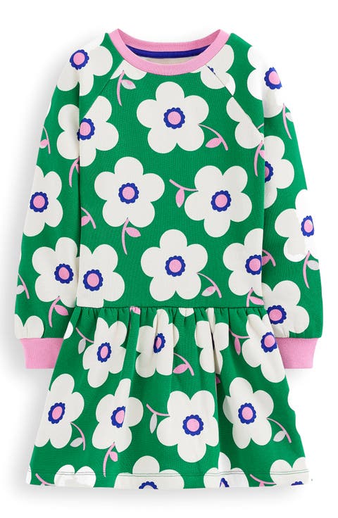 Kids' Floral Long Sleeve Sweatshirt Dress (Toddler, Little Kid & Big Kid)