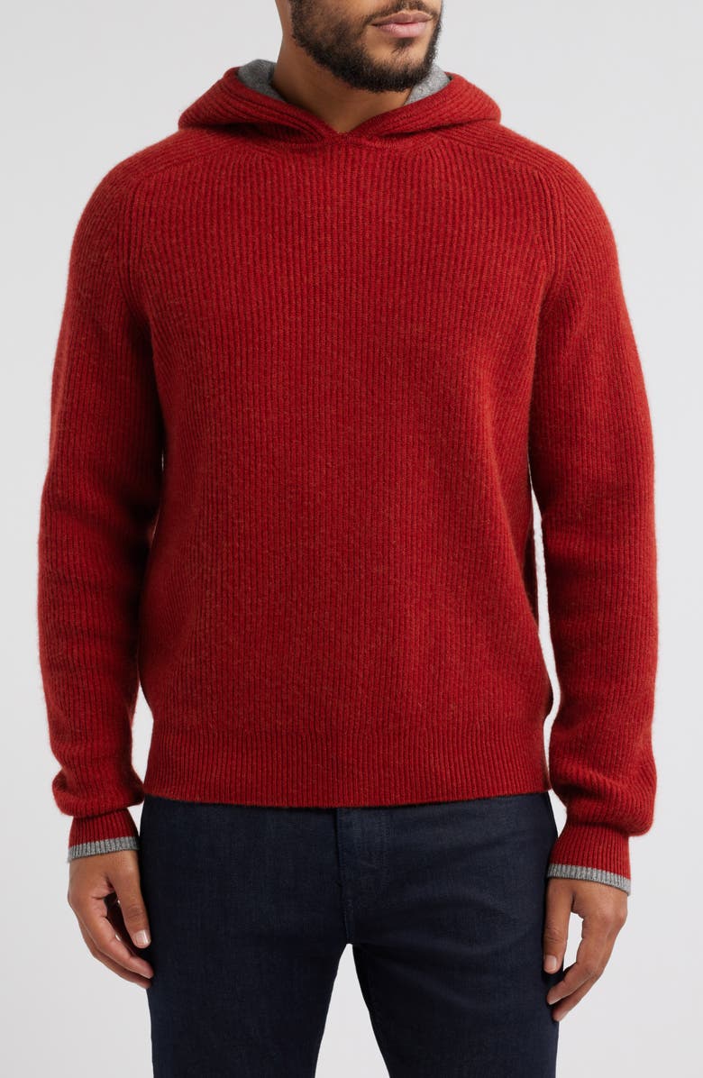 Lorenzo Uomo Ribbed Wool & Cashmere Hoodie, Main, color, 