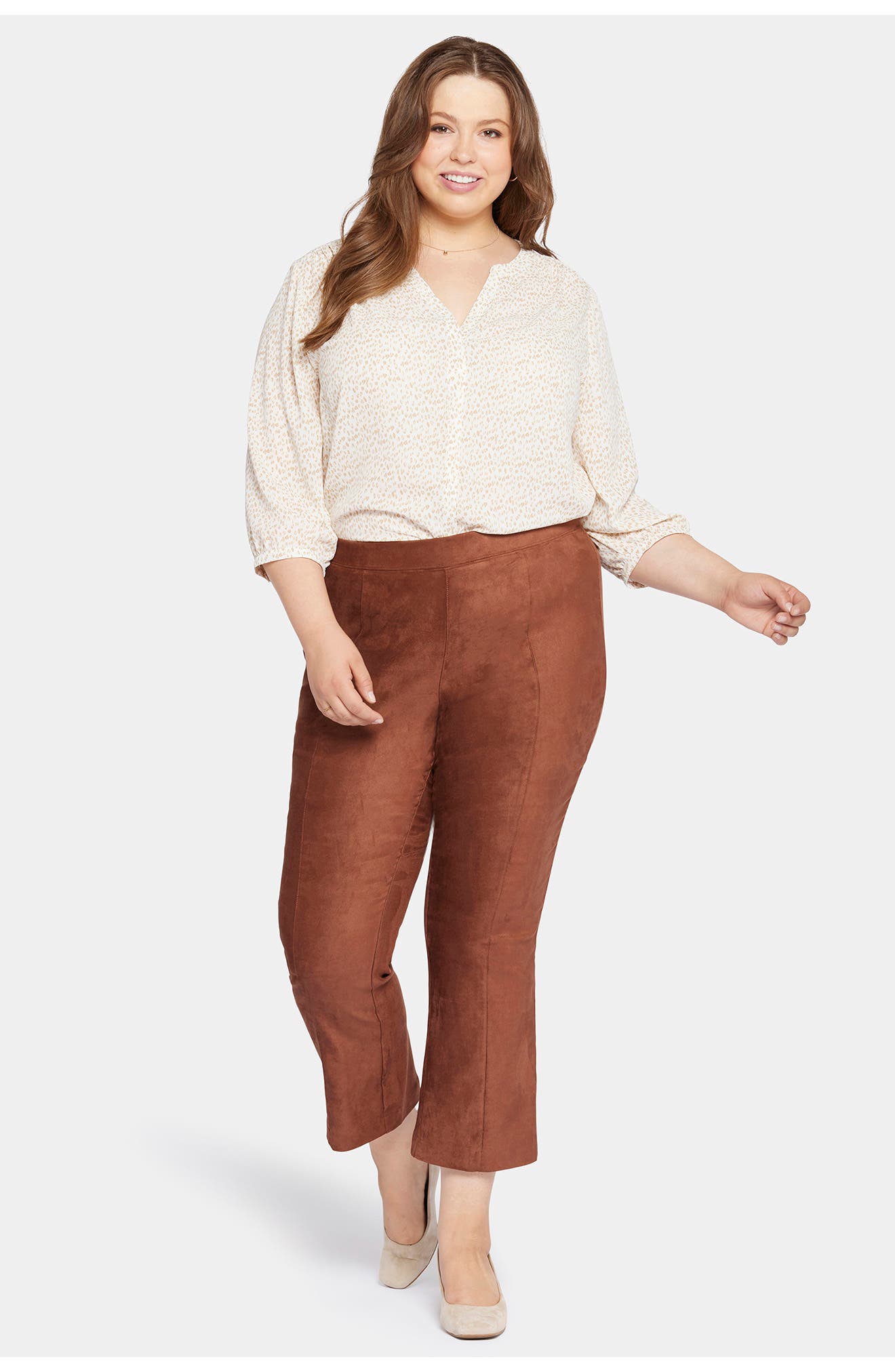 Pull-On Ankle Slim Bootcut Faux Suede Pants - image 2