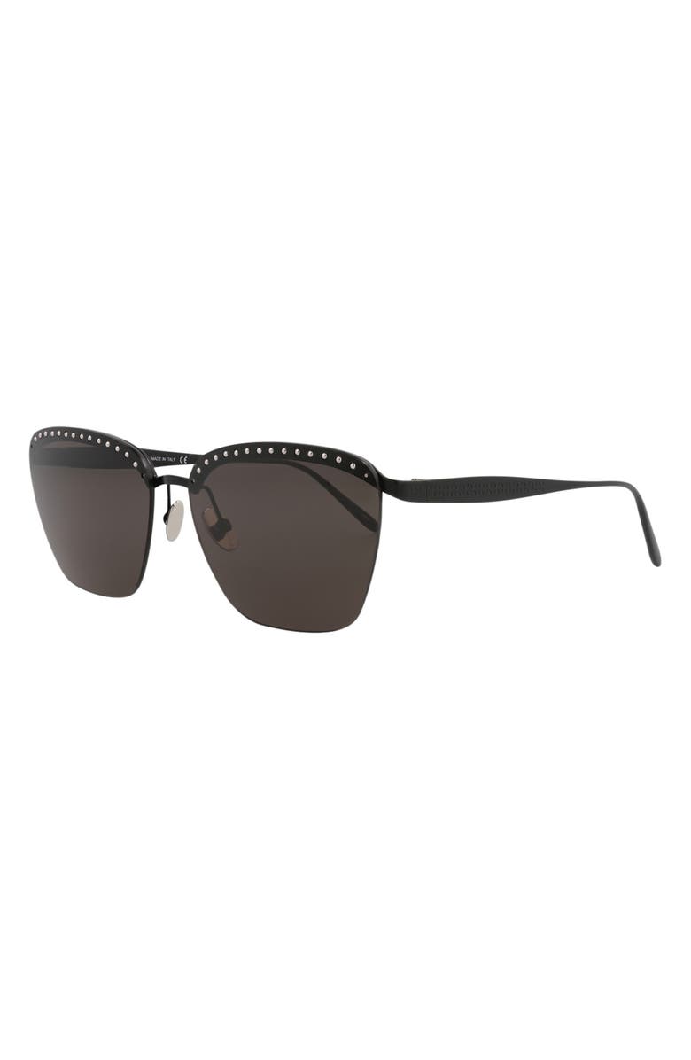 Alaïa 59mm Rectangular Sunglasses, Alternate, color, Black Black Grey