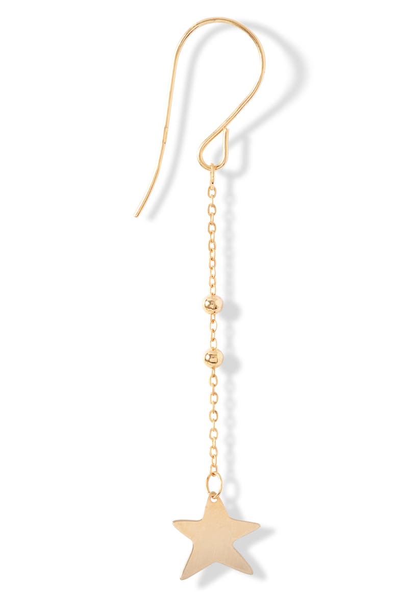 14K Gold Star Drop Earrings, Alternate, color, 14KYG