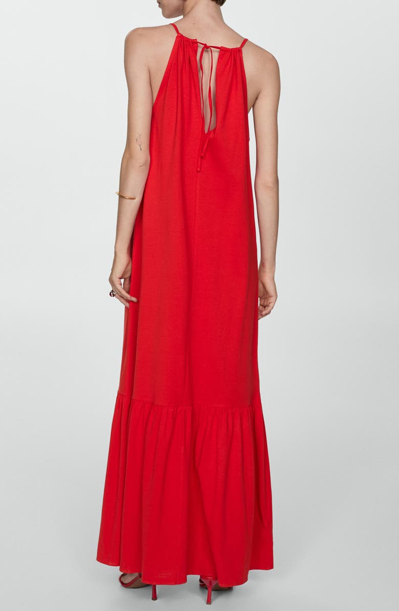 MANGO Tiered Ruffle Cotton Maxi Dress, Alternate, color, Red