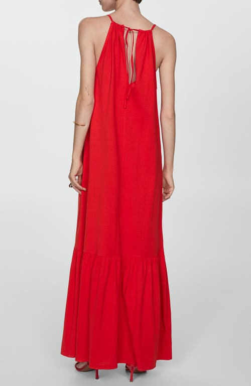 Mango Robe Longue Coton In Red
