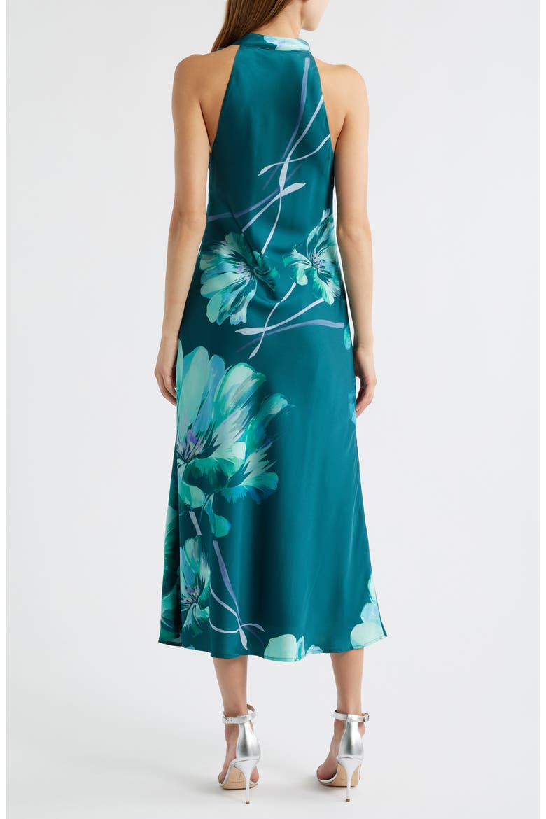 Floral Mock Neck Sleeveless Dress, Alternate, color, TEAL BLOOM