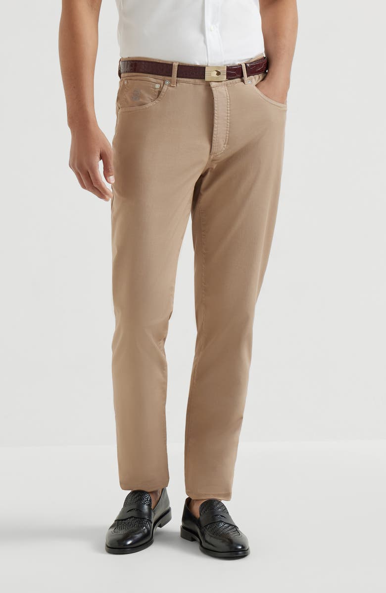 Brunello Cucinelli Comfort gabardine trousers, Alternate, color, Biscuit