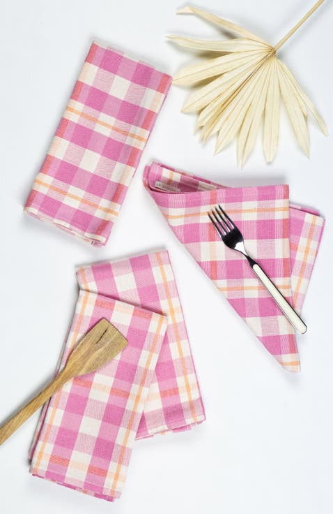 Handwoven Colorful Plaid Cotton Napkins, Set of 4