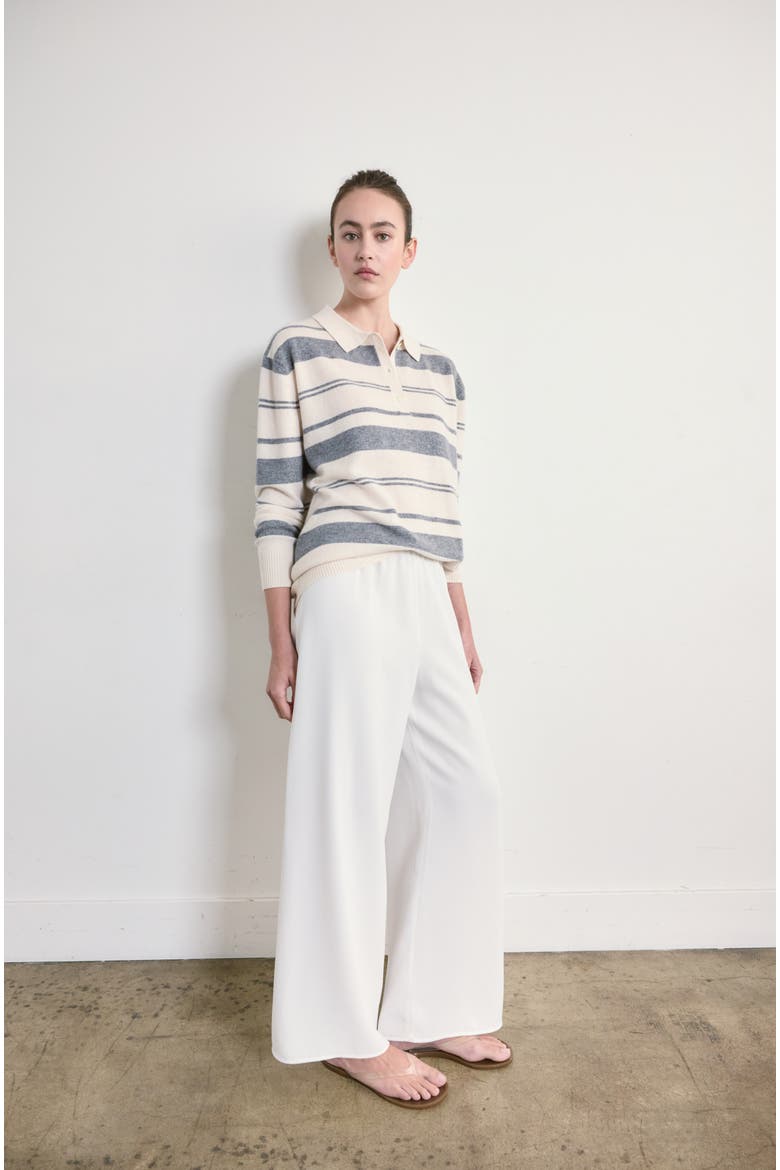 Lightweight Wool Polo, Alternate, color, White/Grey Stripe