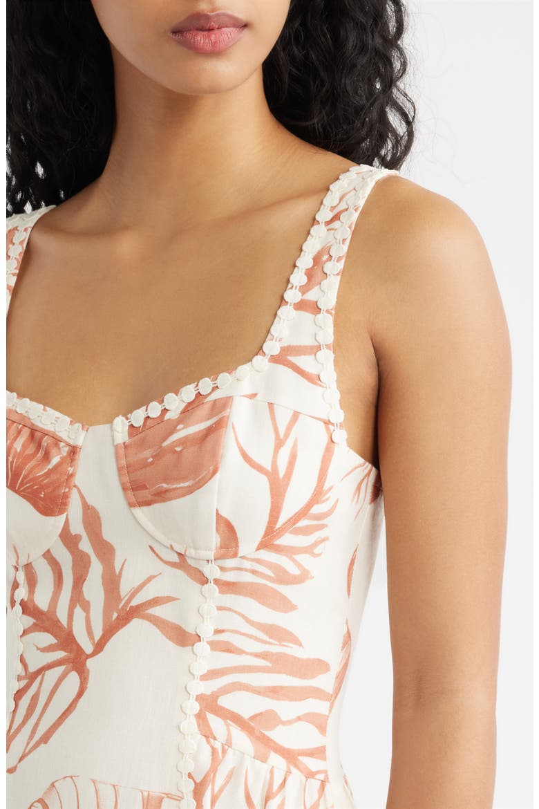 Embroidered Trim Seamed Cup Midi Dress, Alternate, color, CREAM MULTI