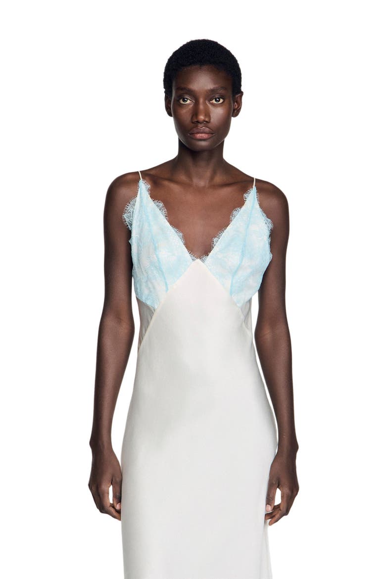 Lingerie-style maxi dress, Alternate, color, Ecru