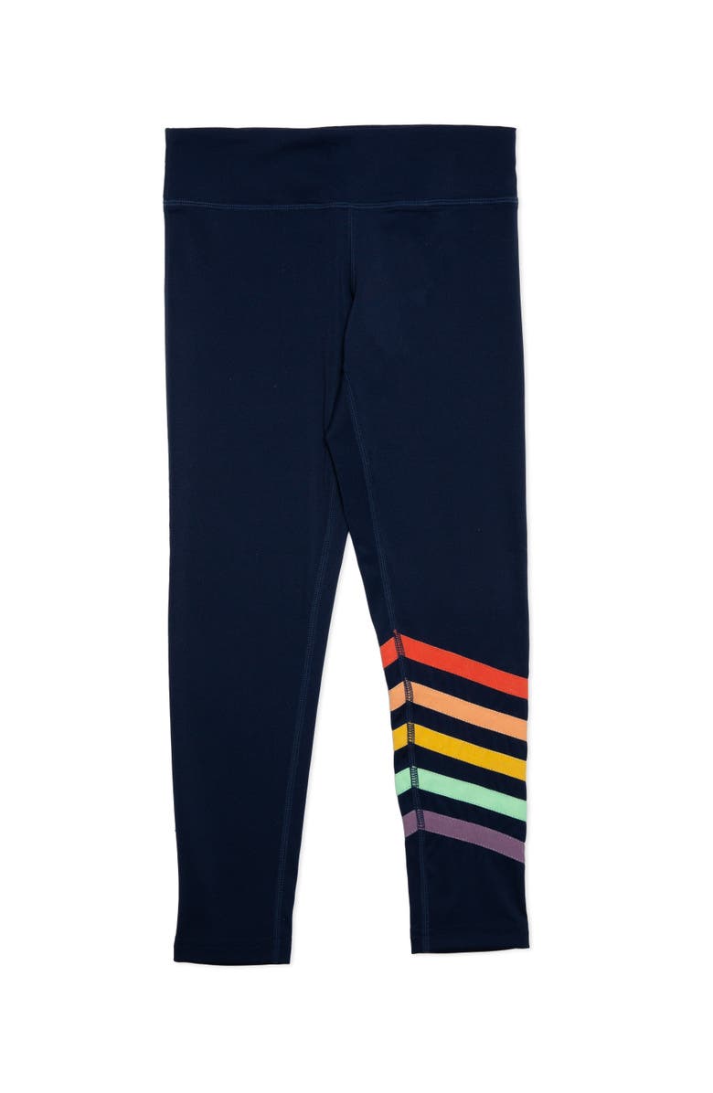 WORTHY THREADS Girls Navy Leggings with Stripes, Main, color,