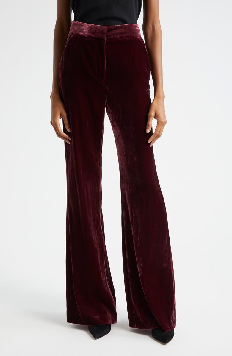 Veronica Beard Lebone Velvet Wide Leg Pants, Main, color, Wine