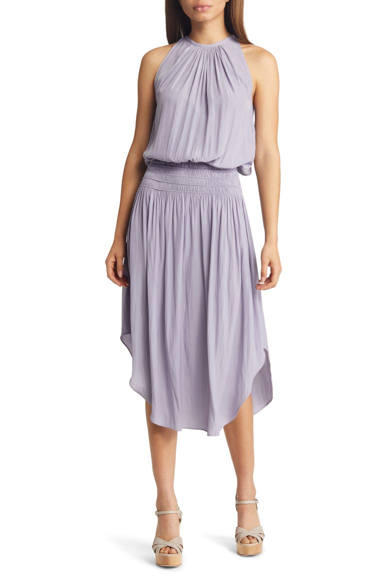 Audrey Smocked Waist Sleeveless Midi Dress, Main, color, LAVENDER LUST