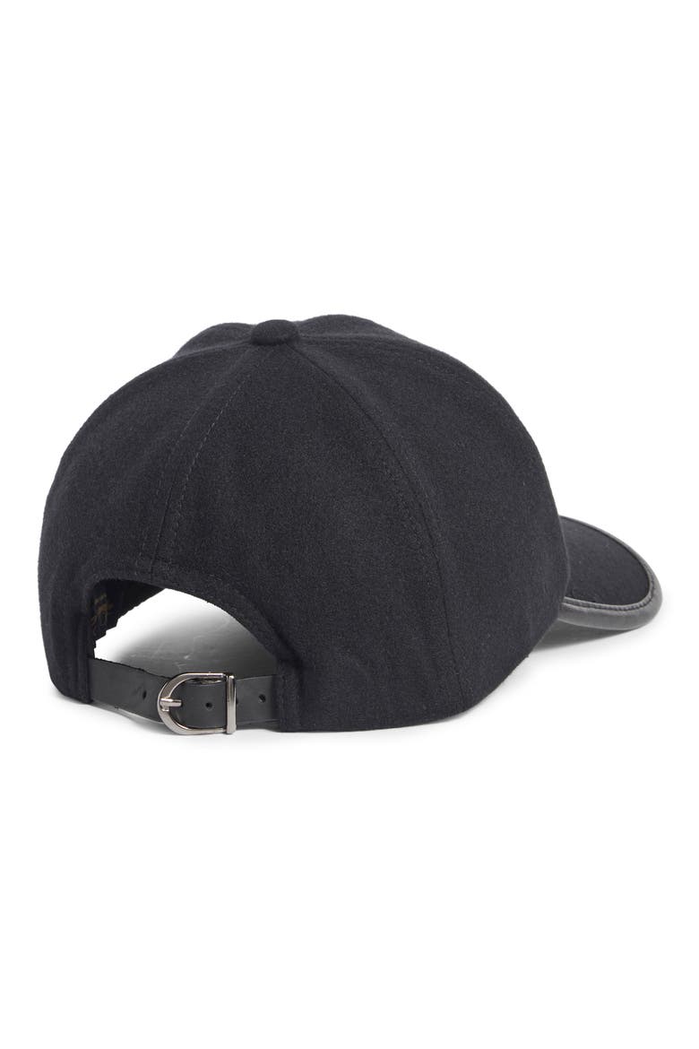 Wool & Leather Adjustable Baseball Cap, Alternate, color, BLACK