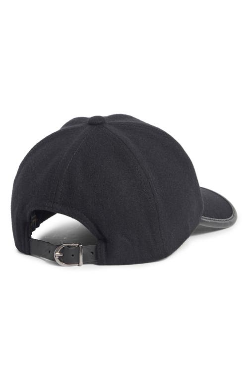 Brooks Brothers Wool & Leather Adjustable Baseball Cap In Black