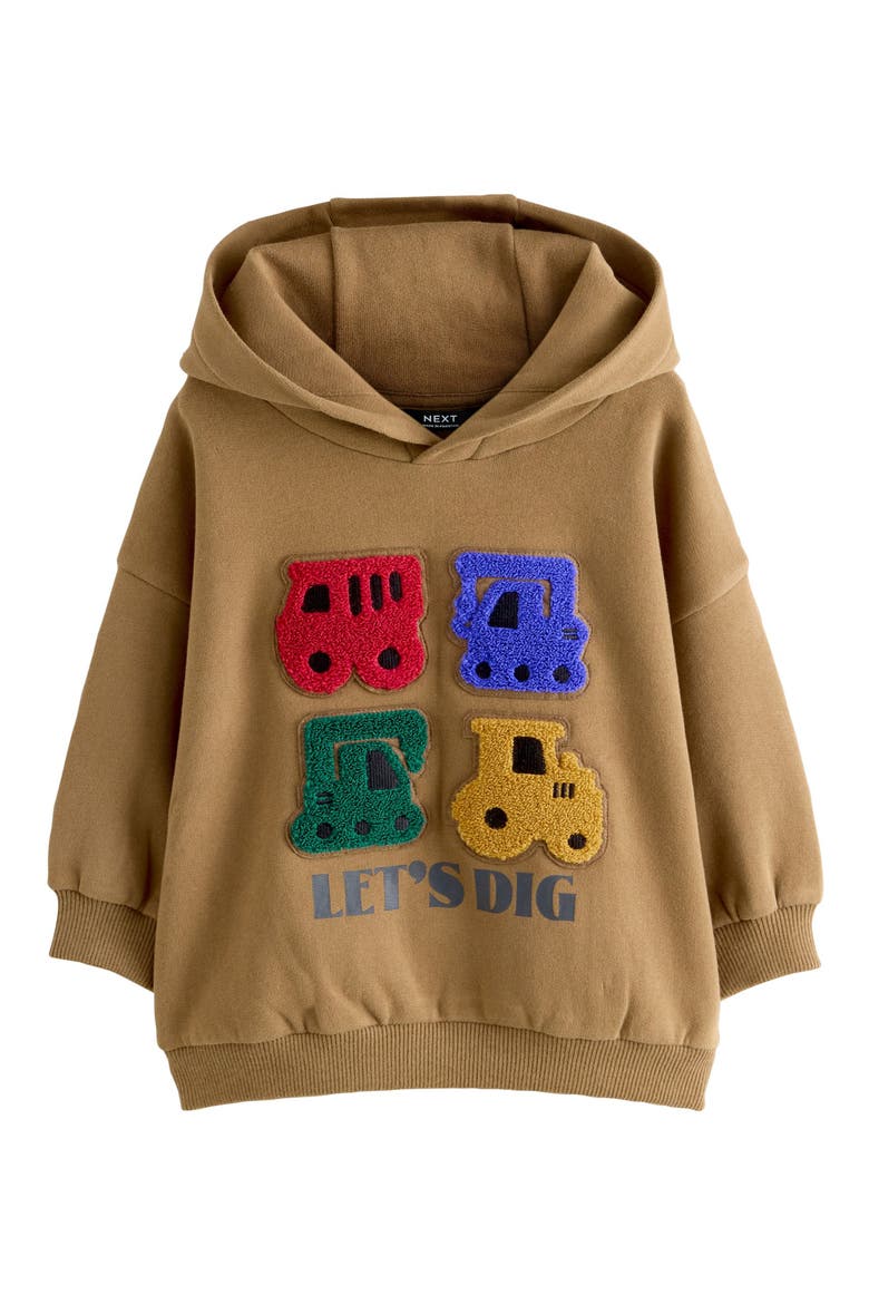 Kids' Let's Dig Appliqué Hoodie, Main, color, BROWN